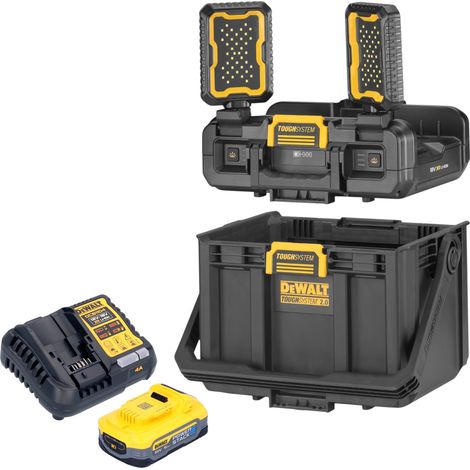 DeWalt DWST08061-1 Cassetta portautensili con luci integrate 395 x 352 x 255 mm ToughSystem 2.0 + 1x batteria Powerstack 5,0 Ah + caricatore (1/5)