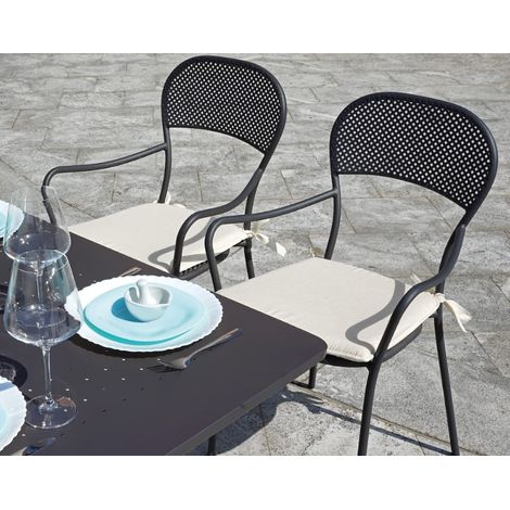 Sedia con braccioli in ferro color antracite, impilabile MALIGI HOME MG/PROMETEO Ferro (1/4)