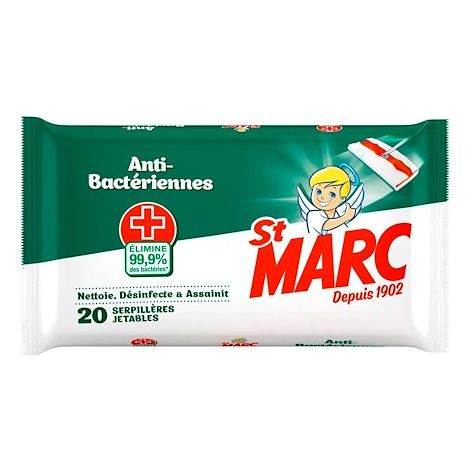 Serpillère St Marc jetable antibactérien - paquet de 20 (1/5)