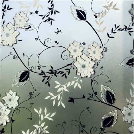Film Fenetre Anti Regard Occultant, Fleur Film Electrostatique Vitre, 44.5x200CM (1/4)