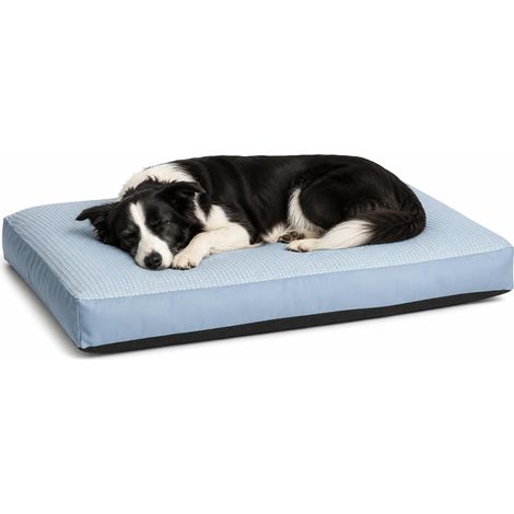 Panier Chien - Coussin Chien et Chat - Tapis rafraichissant - Coussin Rectangulaire Bleu - Housse Amovible - Antidérapant - Frais en Été et Confortable en Hiver - 100 x 70 cm (1/5)