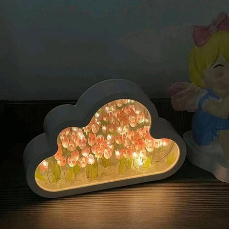 Tulip Flower Lamp, Cloud Mirror Lamp, Tulip Night Light Cloud Lamp Bedroom Decor Table Lamp Dining Table Lighting Decoration Room Decoration for Teen Girls (1/5)