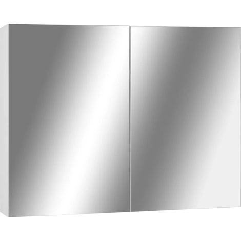 Armario con espejo moderno para baño 80 x 15 x 60 cm almacenamiento optimizado estilo contemporáneo en MDF blanco 020046730 (1/5)