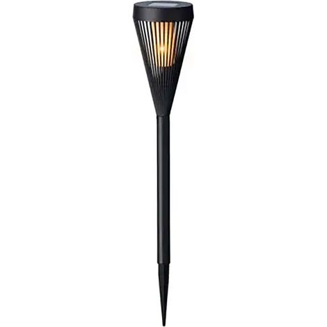 Estaca solar en forma de antorcha 12 leds, negra, ø10 x 46 cm
