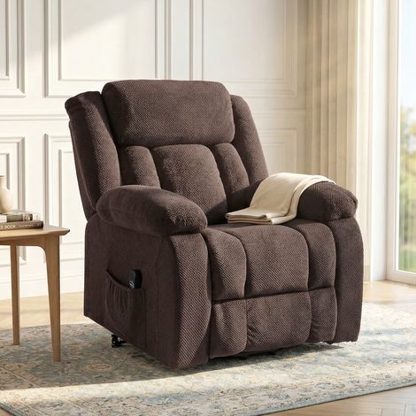 Sillón Relax Reclinable Eléctrico Levanta Personas con Puerto USB Control Remoto Asiento Ancho Reposapiés Marrón (1/5)