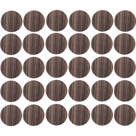 30x Cache vis adhésif autocollant diamètre 20mm bouchon trou meuble table chaise maison, bois marron bois zébré (1/3)