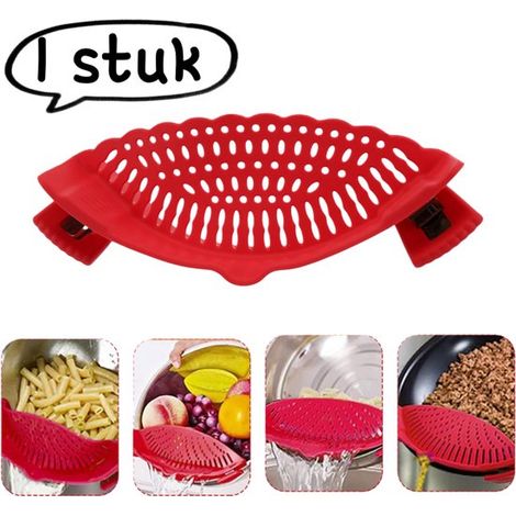 Pièce - Égouttoir - Égouttoir en Siliconen , filtre pour fruits et légumes, étanche - Rouge (1/5)