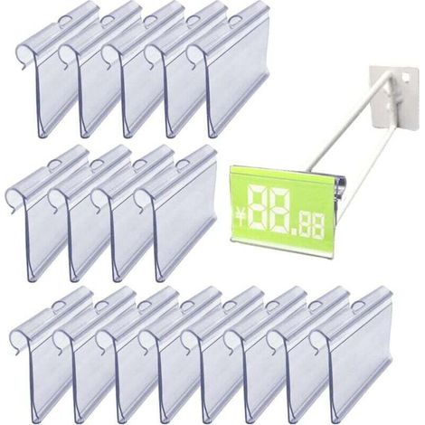 100 Stück transparente Etikettenhalter aus Kunststoff, Schilderständer, Preisschildclips (1/4)
