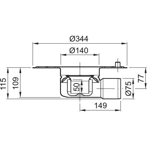 ACO Bodenablauf Variant-CR DN70/1,5Grad/1,5l/s/Klebeflohne WS, 9575.10.00