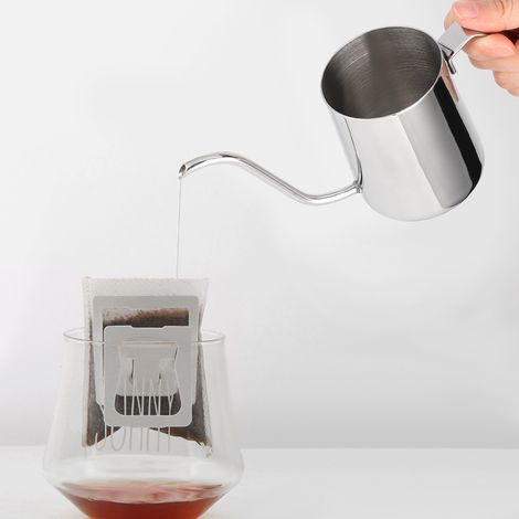 250 ml Edelstahl-Kaffeekanne mit langem Ausguss und Griff für Zuhause/Café (ohne Deckel) (1/5)