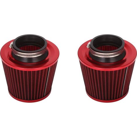 Filtro a cono a rete ad alta potenza con finitura rossa per 2 kit universali di filtri dell'aria per auto
