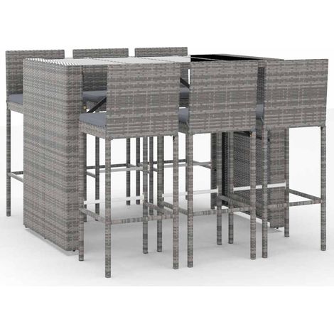Maison Exclusive - Mesa y taburetes altos jardín y cojines 7 pzas (1/5)