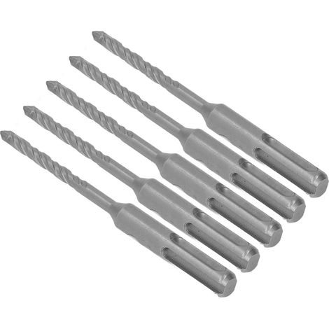 Lot de 5 forets à percussion à pointe carbure cémentée, 2 goujures, pour brique et pierre, diamètre d'ouverture 110 mm (5 mm / 0,20 po). (1/5)