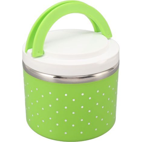 Boîte à lunch isotherme ronde en acier inoxydable – Grand modèle – Verte – Étanche et portable (1/5)