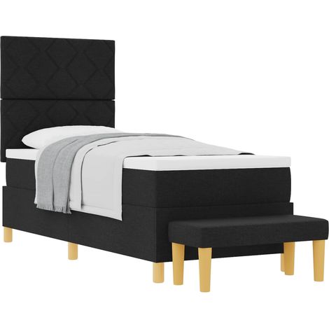 Maison Exclusive - Lit à ressorts avec coussin Noir 200 x 80 cm tissu (1/5)