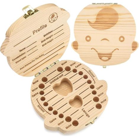 Boîte à dents en bois pour garçon - Boîte à dents de lait - Boîte à dents de lait - Boîte à dents de lait - Boîte de rangement pour (1/5)