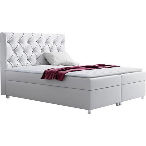 Lit boxspring Domus, Soft 017, Continental, Double, 140x200, Faux cuir, Disponible, 140x213x130cm