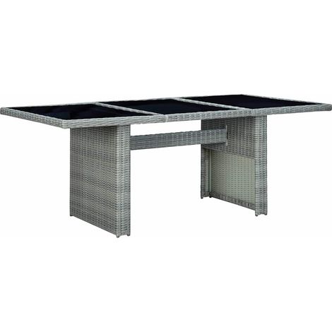 Table d'extérieur Table de salon de jardin - Gris clair Résine tressée et verre trempé BV628479 - BonneVie (1/4)