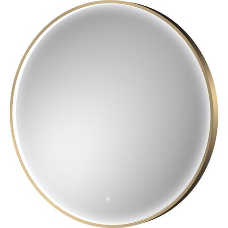 Hudson Reed Mensa Brushed Brass Inset Framed LED Touch Sensor Bathroom Mirror 800mm H x 800mm W (1/3)