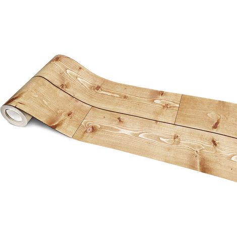 Faux Bois Planche Adhésives Papier Peint Plaine Bois Peel Et Bâton Papier Peint 20X300CM Étanche Résistant À L'huile Auto Adhésif Papier Peint pour Salon Armoire Décor Moyen -Triomphe (1/5)