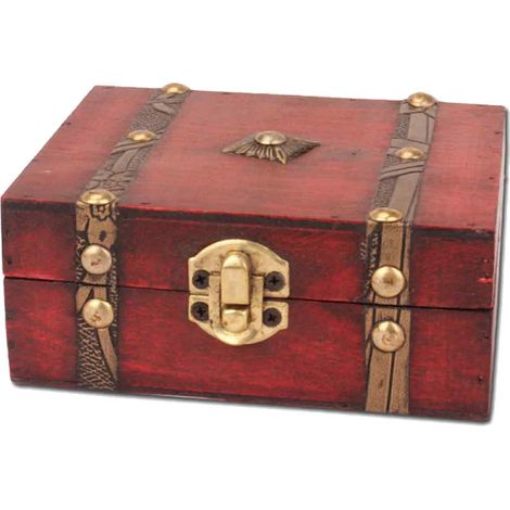 Boîte de rangement ancienne vintage, boîte de rangement antique en bois, petite boîte en bois à double sangle
