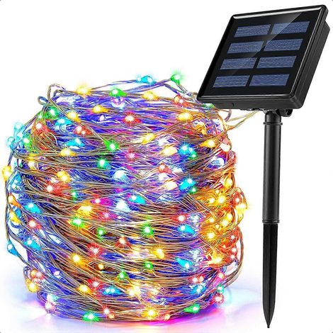 Guirlande lumineuse solaire d'extérieur, 200 LED, 8 modes, 22 m, étanche IP65, pour décoration de Noël, jardin, balcon, terrasse, mariage. (1/4)
