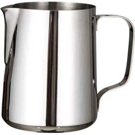 Pichet à mousse de lait, pichet à lait en acier inoxydable 304, pichet à vapeur de 350 ml, pichet à vapeur pour café, cappuccino, barista, carafe à lait avec stylo de décoration, argenté 350ML (1/5)