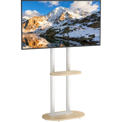 Support TV Mobile 40–75″ avec roulettes Design Moderne Hauteur Réglable Étagère VESA 200×200 à 600×400 Charge 60 kg pour Salon, Bureau et Expo (1/5)