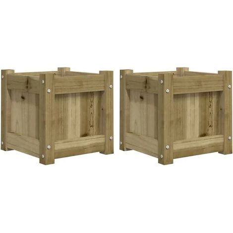Pots de fleurs, 2, en bois de pin trempé (1/5)