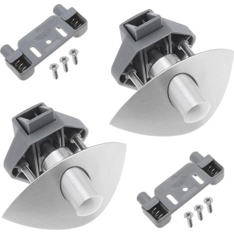Set di 2 chiusure a pulsante a forma di mezzaluna, per maniglie di mobili e armadietti, colore argento. (1/4)