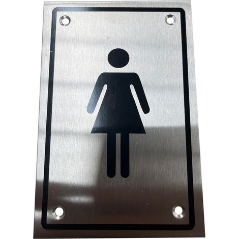 Placa señalización baño mujeres acero inoxidable 15x10cm atornillar