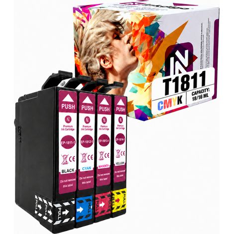 Inchiostro Inkdigo T1811-T1814 compatibile con Epson Expression Home XP-102 XP-322, certificato TÜV. (1/5)