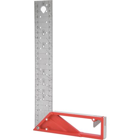 Quadratischer Holzbearbeitungslineal aus Edelstahl 45° / 90° Schreinerwerkzeug mit Mehrwinkel (25 cm) (1/5)