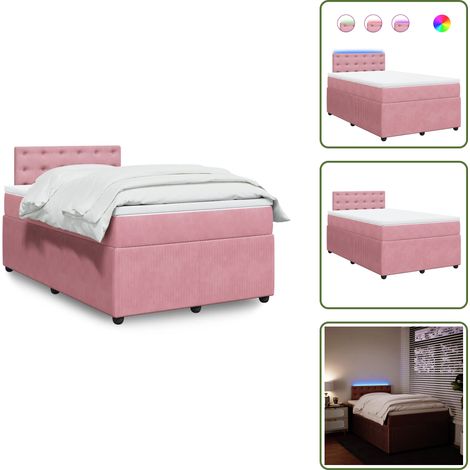 Sommier à lattes de lit avec matelas rose 120x190 cm velours - Sommier À Lattes De Lit - Sommiers À Lattes De Lit - Lit - Meuble De Chambre À Coucher (1/5)