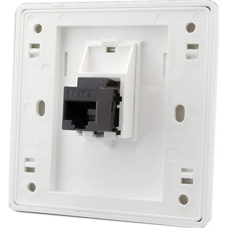 royaluxe -Prise de panneau mural Ethernet cat6, prise RJ45 femelle à femelle, panneau de prise de port réseau Gigabit à deux voies, prise trapézoïdale droite RJ45 Lan Internet, 86x86mm (LAN 1)