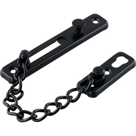 Loquet de chaîne de porte avec loquet, construction en inox, noir (1/5)