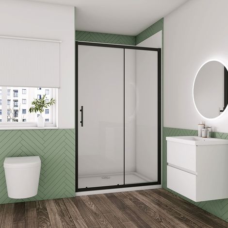 Biubiubath 1200mmx1850mm(Height) Matt Black Frame Sliding Shower Door
