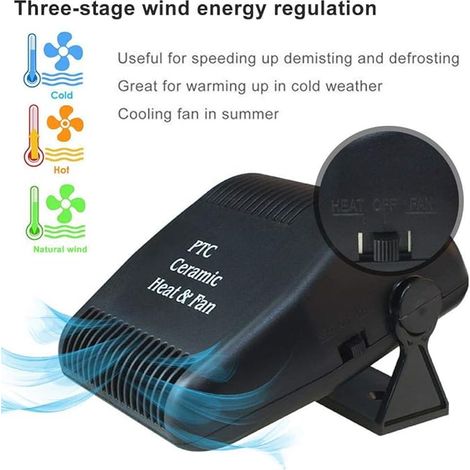 MINKUROW Termoventilatore Sbrinatore Vetri Auto, Sbrinatore Sbrinatore Radiatore Auto Invernale Con Staffa Girevole A 180 Gradi, Protezione Da Surriscaldamento Automatico, Termoventilatore Sbrinatore (1/4)