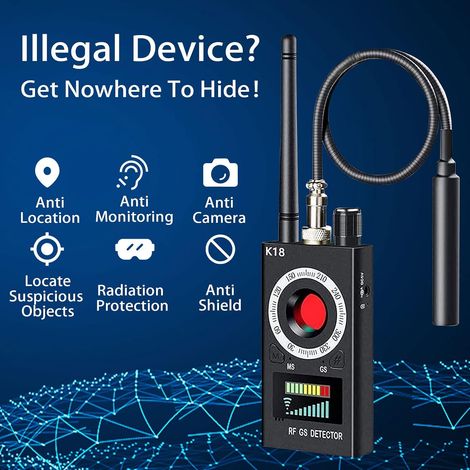 Détecteur Anti Camera Espion,K18 Détecteur de Mini Camera Espion sans Fil, Detecteur Micro Espion, GSM Finder Radio Scanner Alarme De Signal sans Fil (1/4)