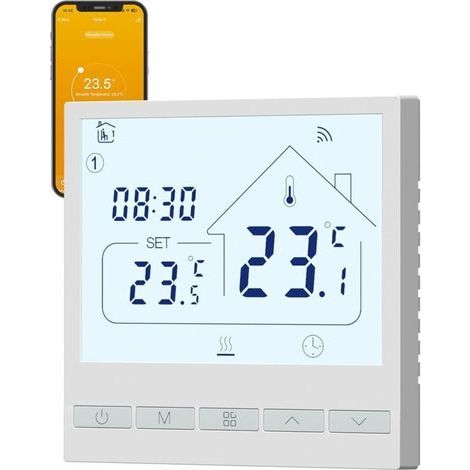 Thermostat Chaudiere gaz,Thermostat Connecté WiFi,Thermostats d'ambiance Programmable,Numérique Programmateur,Contrôle à Distance et Commande vocale,Compatible avec Alexa et Google Home,TOL47,Blanc (1/4)