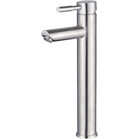 Robinet de bassin froid simple, robinet monotrou en acier inoxydable pour lavabo de salle de bain, nickel brossé