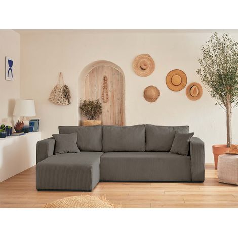 Topaze - 4-sitzer beidseitig montierbar - schlaffunktion und bettkasten - cord - grau (1/5)