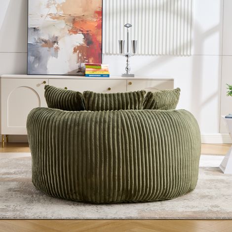 Asiento grande y redondo para tumbonas de descanso, banco de lectura de interior, sofá cama sin patas con reposapiés, gran formato, tejido suave y respaldo de tela acordonada, adecuado para salas de e (1/5)