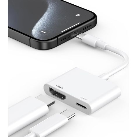 Adattatore da USB C a HDMI, adattatore da tipo C a HDMI, convertitore AV digitale 4K per TV, sincronizzazione video e audio, compatibile con iPhone 15/16, iPad, Samsung S24 Ultra, MacBook Pro/Air