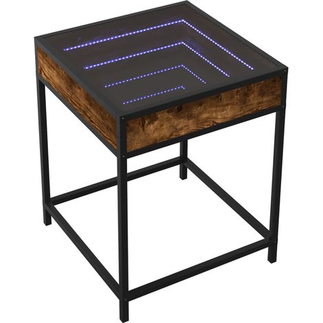 Table de chevet design moderne avec LED 40 x 40 x 51 cm bois d'ingénierie marron verre et métal DEC037544 (1/5)