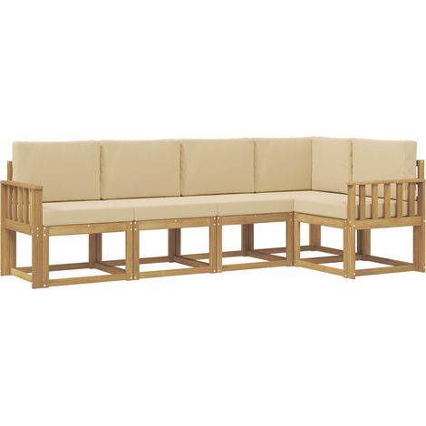 Conjunto de sofás de exterior 5 uds. 5 plaza y Beige vidaXL (1/5)