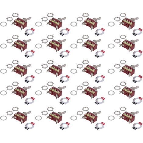 20 interrupteurs à bascule 3 broches 2 vitesses auto-verrouillants avec connexion par vis AC 250V 15A - Lot de 20 (1/5)
