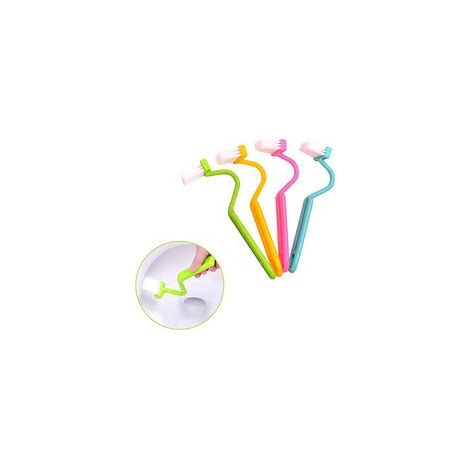 Brosse de toilette portable avec design incurvé en V, manche en plastique léger pour un nettoyage facile et efficace de la salle de bain (1/5)