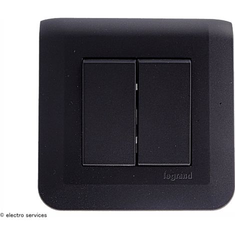 Double interrupteur ou Va-et-vient Mosaic Legrand Noir complet Griffes: Avec griffes