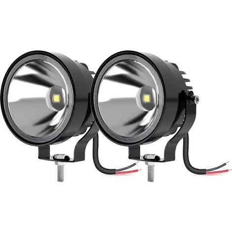 Lot de 2 phares antibrouillard ronds à LED de 10 cm (4 pouces) pour moto, quad et bateau, 30 W, 14 000 lm, blanc ultra-lumineux. (1/5)